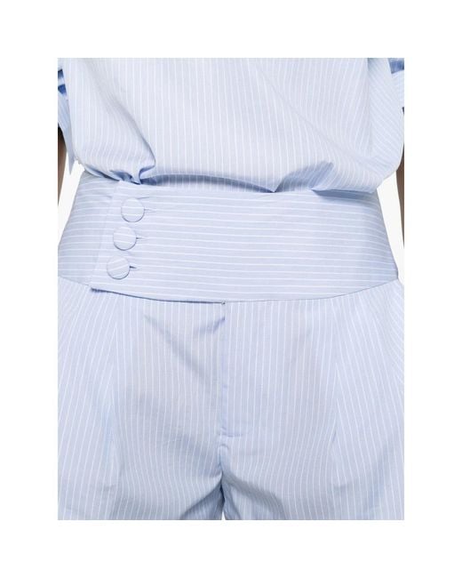 FRAME Blue Button Striped Shorts