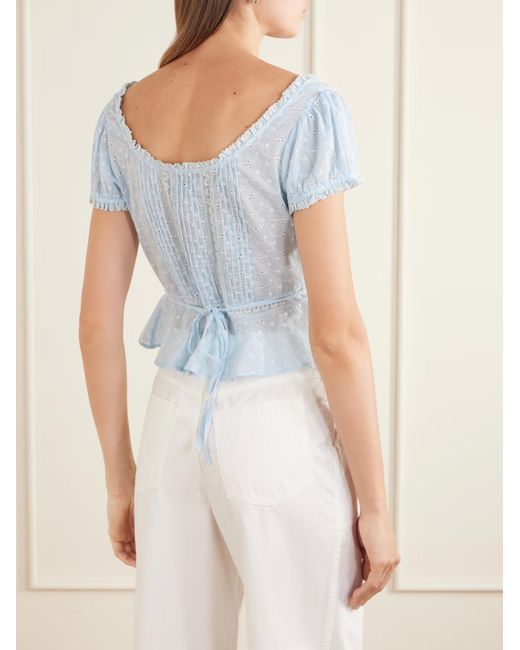 Rixo Blue Short-Sleeved Top