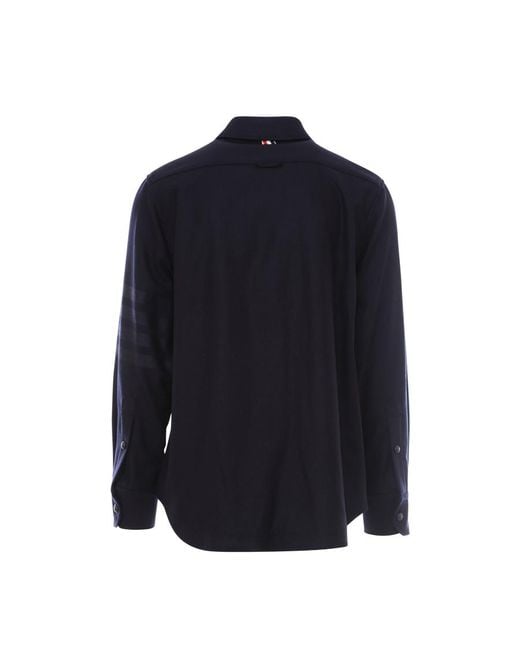 Thom Browne Blue 4-Bar Shirt Jacket for men