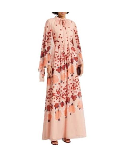 Erdem Red Waist-Cinched Maxi Dress