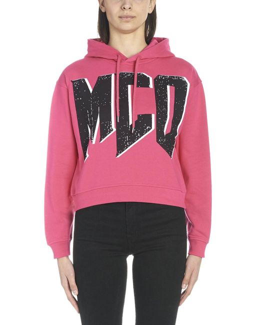 McQ Alexander McQueen Pink Mcq Logo Printed Hoodie