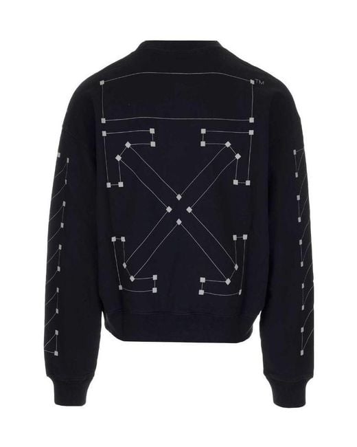 Off-White c/o Virgil Abloh Blue Bian Boxian Same Style Logo Sweater for men