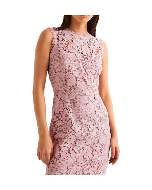 Dolce & Gabbana Pink Floral Lace Midi Dress
