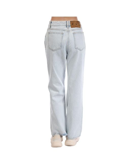 Off-White c/o Virgil Abloh Blue Corporate Cropped Flare Jeans