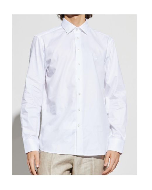 Etro White Logo Embroidered Long-Sleeved Shirt for men