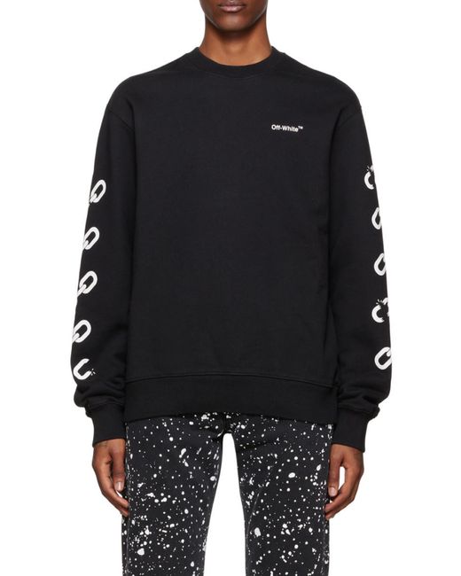 Off-White c/o Virgil Abloh Black Chain Arrow Logo Printed Crewneck Sweatshirt for men