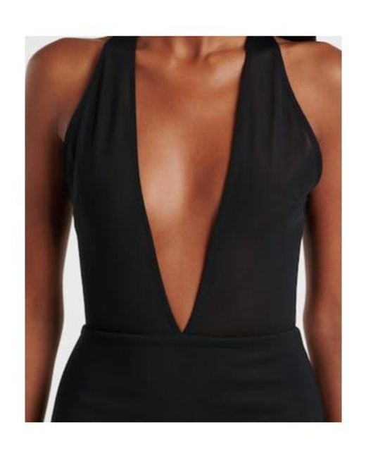 Alex Perry Black Sheer Midi Dress
