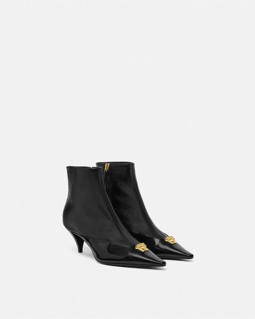 Versace Black Pointed-Toe Zipped Ankle Boots