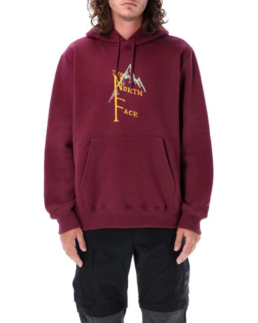 The North Face Red Logo Printed Drawstring Hoodie for men