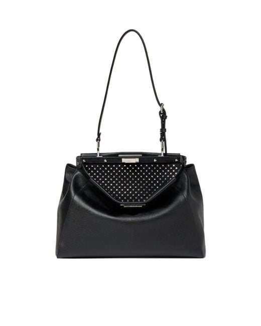 Fendi Black My Peekaboo Medium Leather Bag Embroidered With Mirrors
