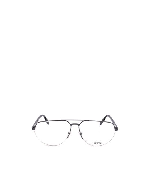Zegna Metallic Double Bridge Aviator Frame Glasses for men