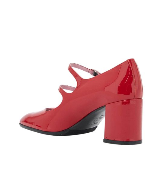CAREL PARIS Red Carel Alice Mary Jane Block Heel Pumps