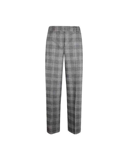 Peserico Gray Checkedl Trousers
