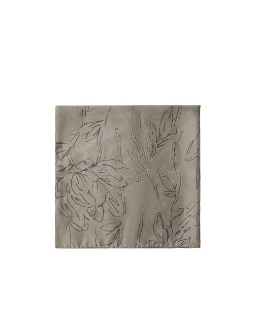 Brunello Cucinelli Gray Pattern-Printed Scarf