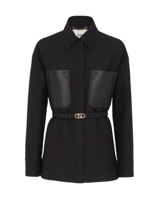 Fendi Black Wool And Silk Go-To