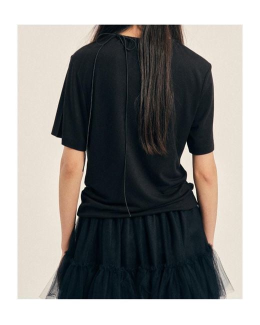 Simone Rocha Black Cord Neck Easy T-Shirt