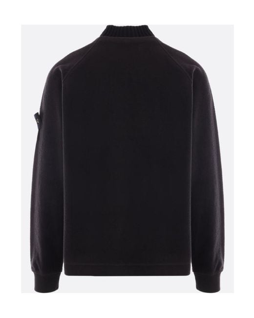 Stone Island Black Compass-Motif Mock Neck Layered Sweatshirt for men