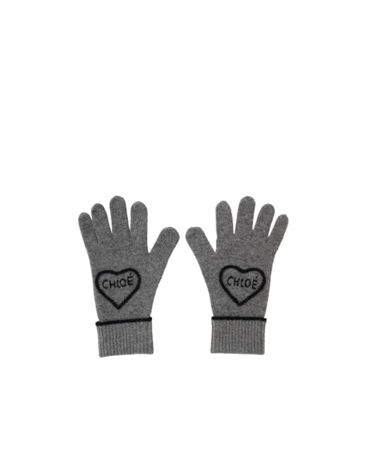 Chloé Metallic Chloé Encoeur Knitted Gloves
