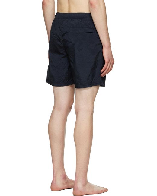Stone Island Blue Compass-Patch Swim Shorts for men