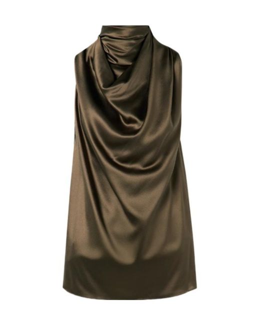 Altuzarra Green Draped Silk-Satin Top