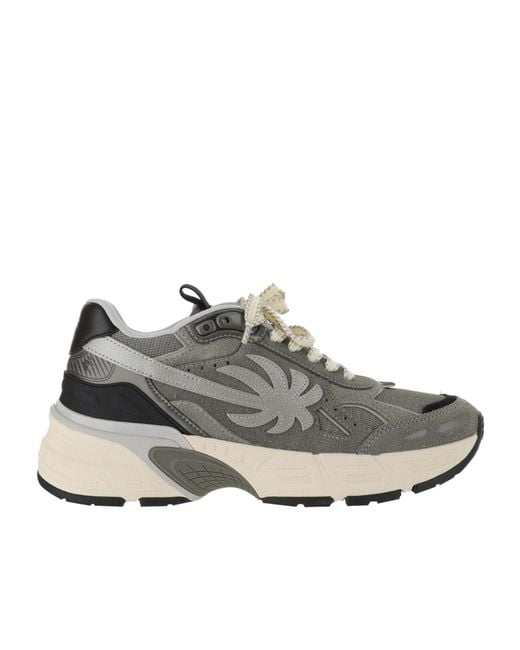 Palm Angels Gray Palm Tree Patch Chunky Sole Sneakers for men