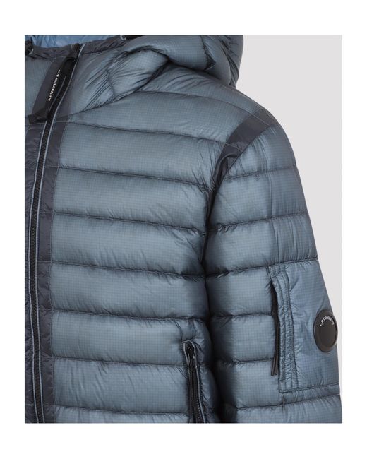 C P Company Blue D.D. Shell Hooded Lens Down Jacket for men