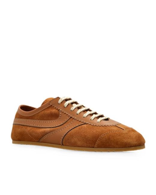 Dries Van Noten Brown Round-Toe Lace-Up Sneakers
