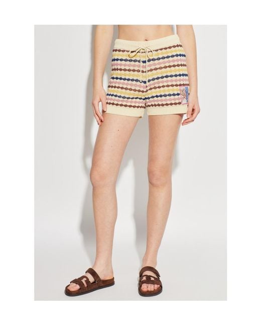 Zimmermann Natural Zim Awaken Scallop Knit Short Multi Stripe
