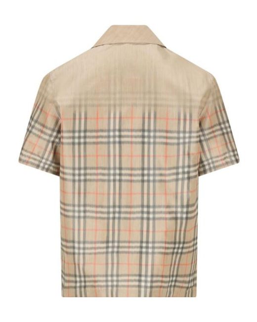 Burberry Natural Short Sleeved Checked Shirt for men