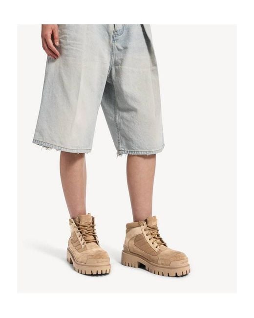 Balenciaga Natural Combat Strike Lace-Up Boots