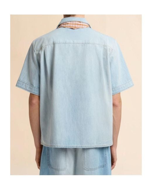 Marni Blue Short-Sleeve Chambray Shirt for men