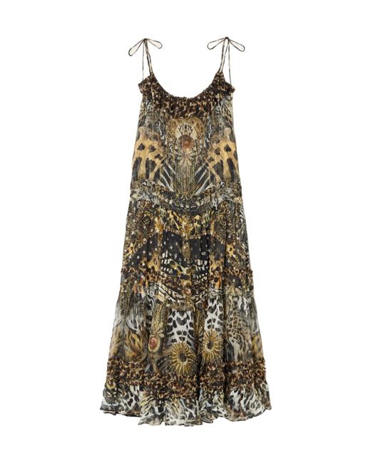 Camilla Green Leopard-Print Embellished Fil Coupé Midi Dress