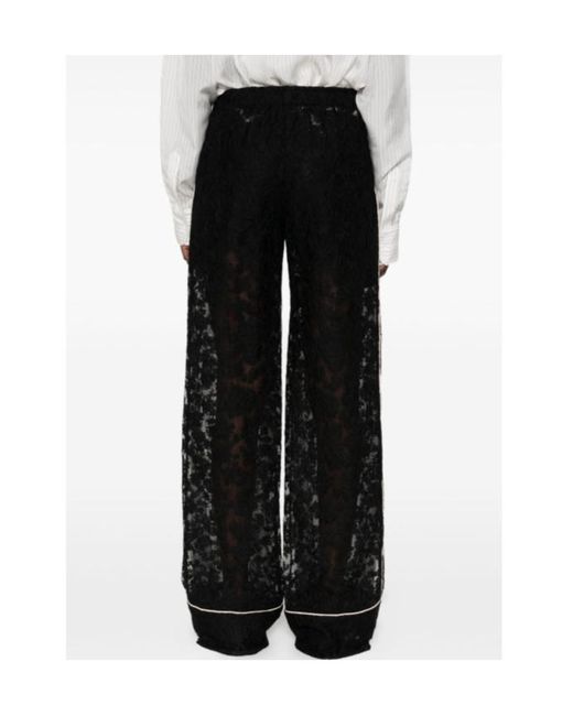 Ermanno Scervino Black Lace-Trimmed Trousers