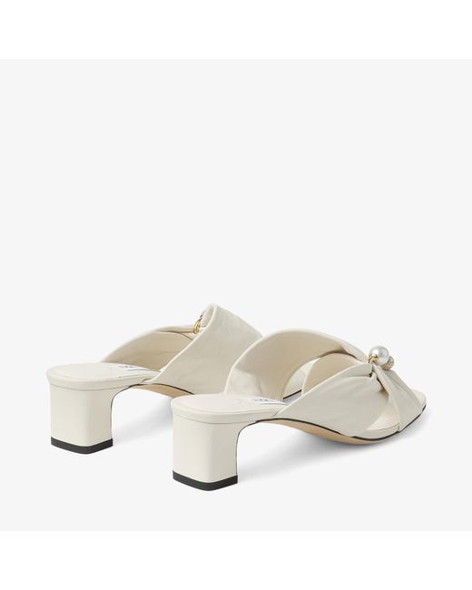 Jimmy Choo White Latte Soft Glove Leather Sandals
