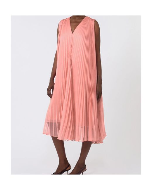 Max Mara Pink Pianoforte Pleated Chiffon Dress