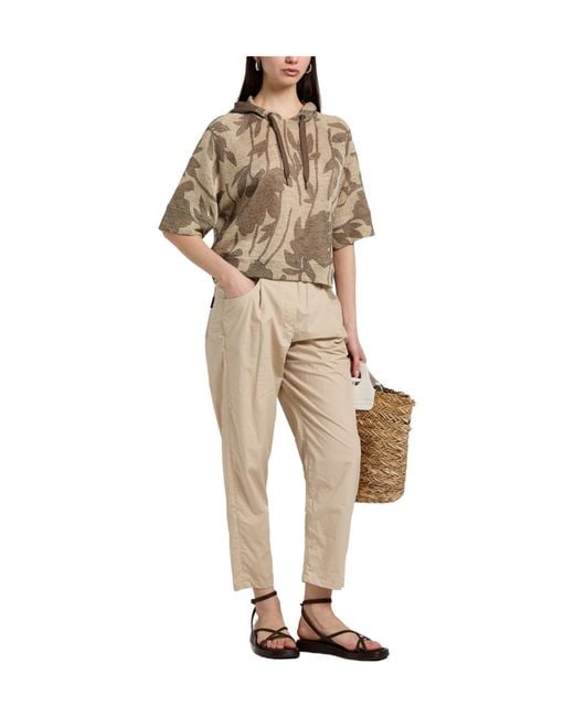 Brunello Cucinelli Natural Plain Colour Casual Trousers
