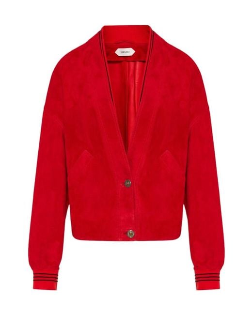 Versace Red V-Neck Buttoned Jacket
