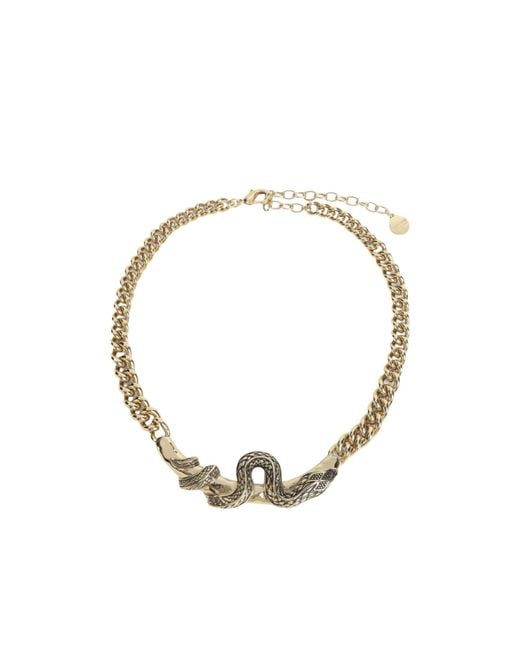 Roberto Cavalli Metallic Serpentine Chain Necklace