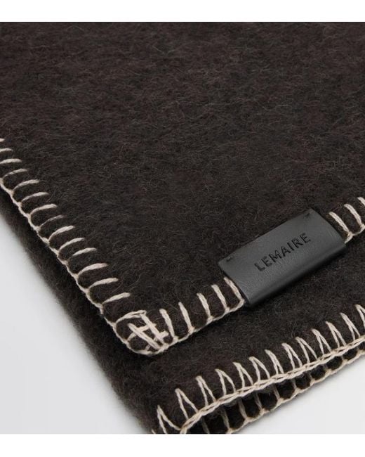 Lemaire Black Stitched-Edge Wool Scarf