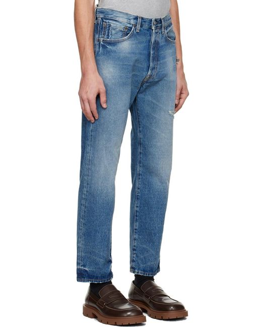 Acne Blue Distressed Relaxed Fit Jeans for men