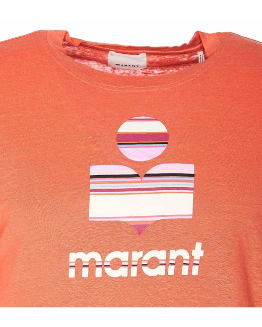 Isabel Marant Orange Logo-Print Crew-Neck T-Shirt for men