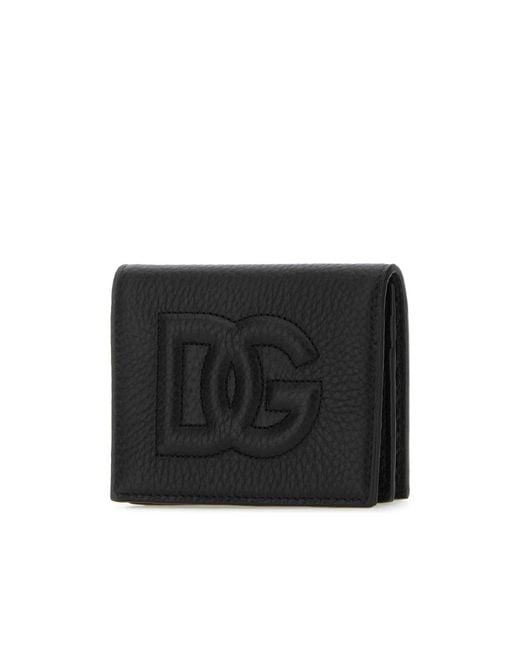 Dolce & Gabbana Black Logo Embossed Foldover Top Wallet for men