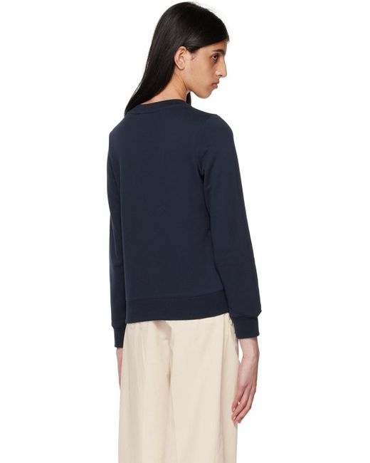 A.P.C. Blue Logo-Print Crew Neck Jumper