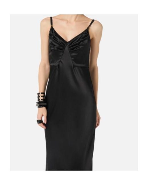 Elisabetta Franchi Black Carpet Satin Mermaid Evening Dress