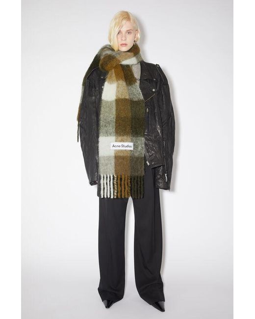Acne Multicolor Checked Fringed-Edge Scarf for men