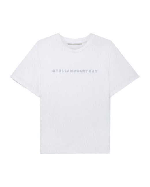 Stella McCartney White Logo Printed Crewneck T-Shirt