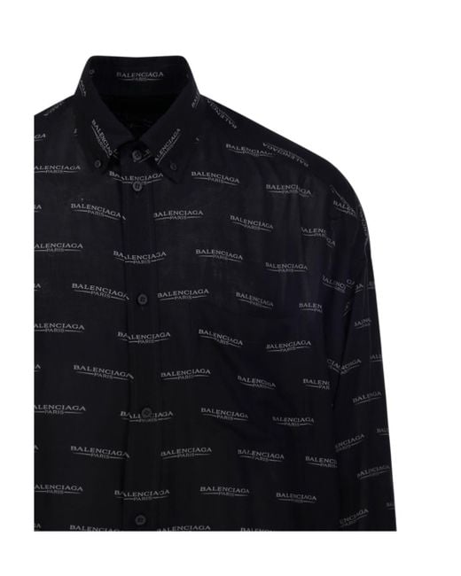 Balenciaga All-Over Logo Long-Sleeve Shirt in Blue for Men | Lyst Balenciaga All-Over Logo Long-Sleeve Shirt in Blue for Men | Lyst