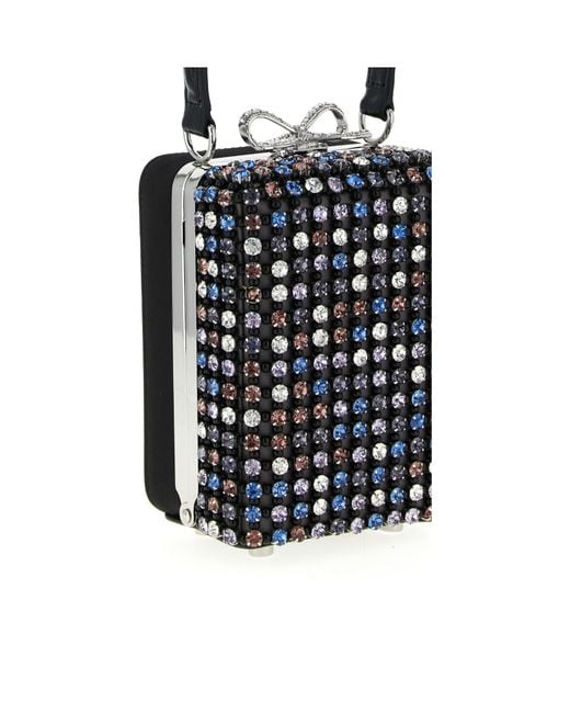 Self-Portrait Black Micro Crystal-Embellished Tote Bag