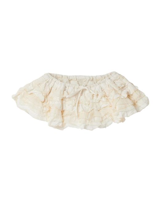 Miu Miu White Slubbed Canvas Miniskirt