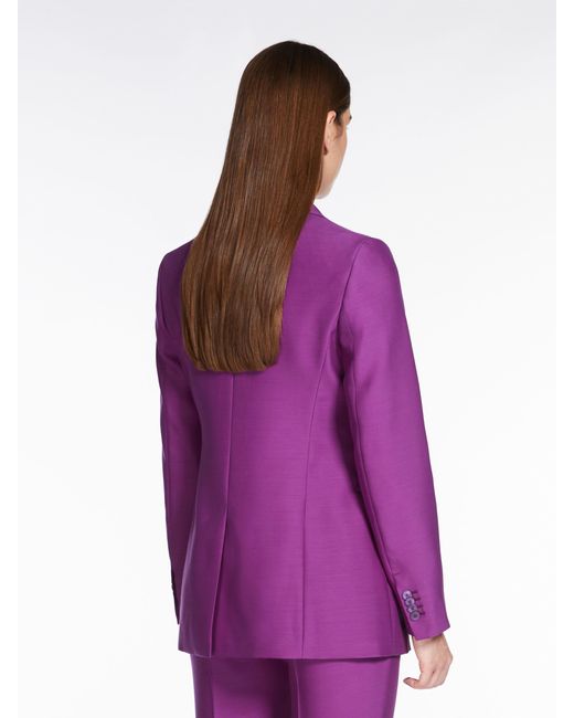 Max Mara Purple Single-Breasted Virgin Wool-Blend Blazer